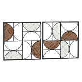 Wall Panel Metal Contemporary Wall Decor - Set Of 2 - Brown - 20"W 20"H