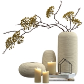 Decorative set with candles and vases