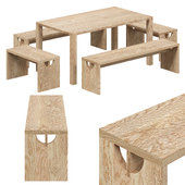 OM - Dining table and bench