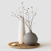 Decorative set with dried flowers