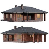One-story red brick house with carport
