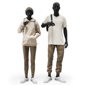 Mannequins with backpacks