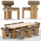 RH outdoor vigo restangular table chair