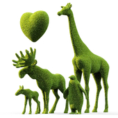 Topiary "Bacho" Giraffe Elk Calf Penguin and Heart
