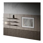 TV area with plaster, Samsung The Frame TV, Round lamp