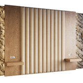 Headboard made of soft panels and stone