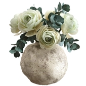 Bouquet of peony roses and eucalyptus