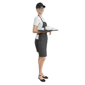 Cafe waiter in a black apron