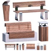 BENCH WITH TRASHBIN SET 02