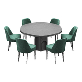 GRACE Round table and VELOUR Fabric chair