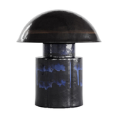 Dark blue glazed stoneware table lamp