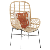 Lily Rattan Arm Chair with Metal Legs