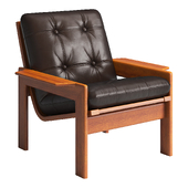 Teak and Leather Lounge Armchair