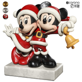 Mickey and Minnie Santa's Figurine