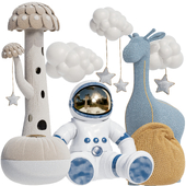 Set of soft children's toys and accessories for children's room