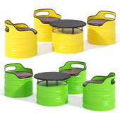 Barrel Table & Chair