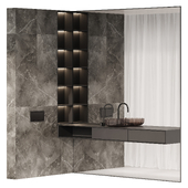 Dark Bathroom Furniture with Mirror Wall
