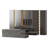 Dark Poliform kitchen set with island