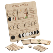 Wooden magnetic weather calendar (inscriptions in Russian and English)
