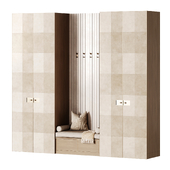 Entrance wardrobe with fabric panels
