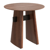 Eden Lamp Side Table in Walnut Veneer & Black by Chintaly