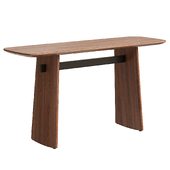 Eden Sofa Console Table in Walnut Veneer & Black by Chintaly