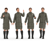 woman puffer jacket in 4 poses