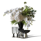 Flower Set 089 tall vase hydrangea orchid,