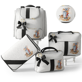 Set of luxury bags, backpack and wallet