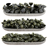 Wrapped candy oval bowls black and gold