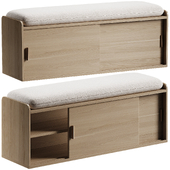 Wooden Shoe Storage Bench with Cushion