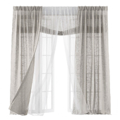 Linen curtains with tulle under the influence of the wind