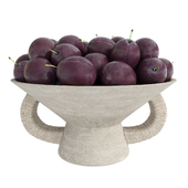 Plum stone bowl with handles