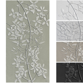 Botanical bas-relief plaster wall decorative panel plants leaves vegetation