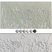 Botanical bas-relief plaster wall decorative panel plants leaves vegetation