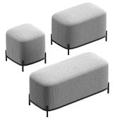 Modern poufs and banquette