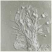 Botanical bas-relief plaster wall decorative panel plants flowers bouquet