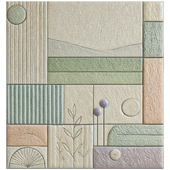 Bas-relief gypsum wall decorative panel abstract nature