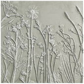 Botanical bas-relief plaster wall decorative panel meadow plants chamomile