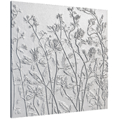 Botanical bas-relief gypsum wall decorative panel meadow plants