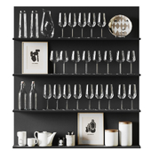 Shelves with kitchenware