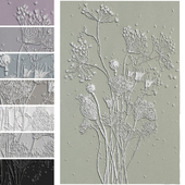 Botanical bas-relief plaster wall decorative panel bouquet of meadow flowers