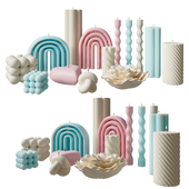 Set of candles in pastel colors