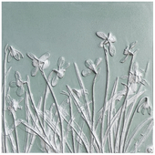 Botanical bas-relief plaster wall decorative panel plant snowdrop