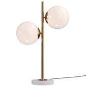 Modern Marble Base 2-Light White Glass Table Lamp