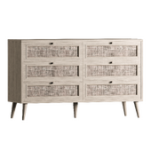 Frances Woven Rattan Chest of 6 Drawers
