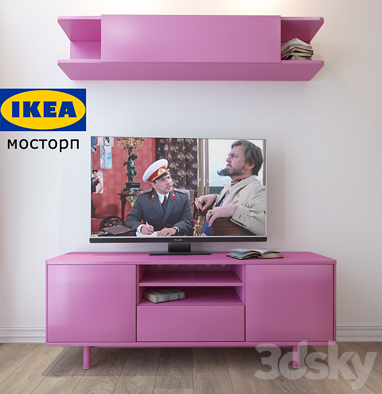 Mostorp IKEA TV Stand and shelf wall Sideboard Chest of drawer 3D model