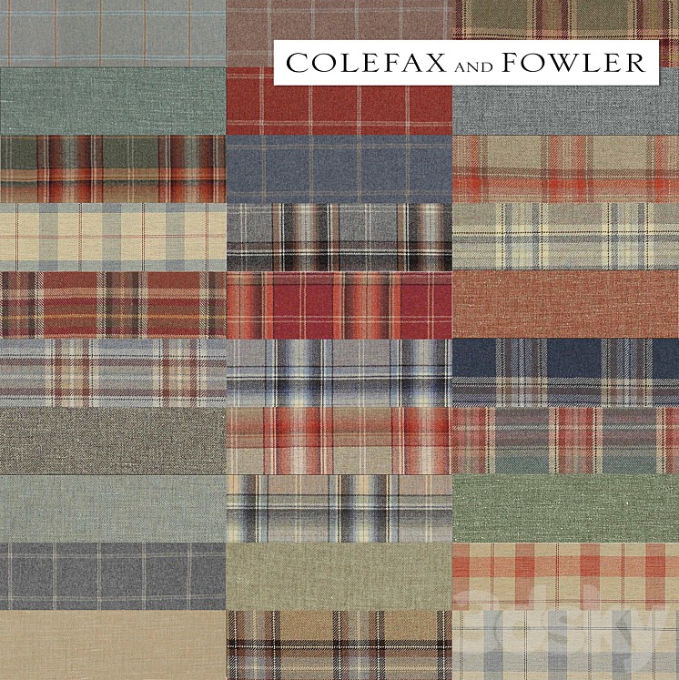 Fabrics from the collection of Erskine Wools of Colefax and Fowler