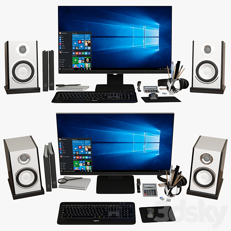 Computer set 03 - PC & other electronics - 3D model