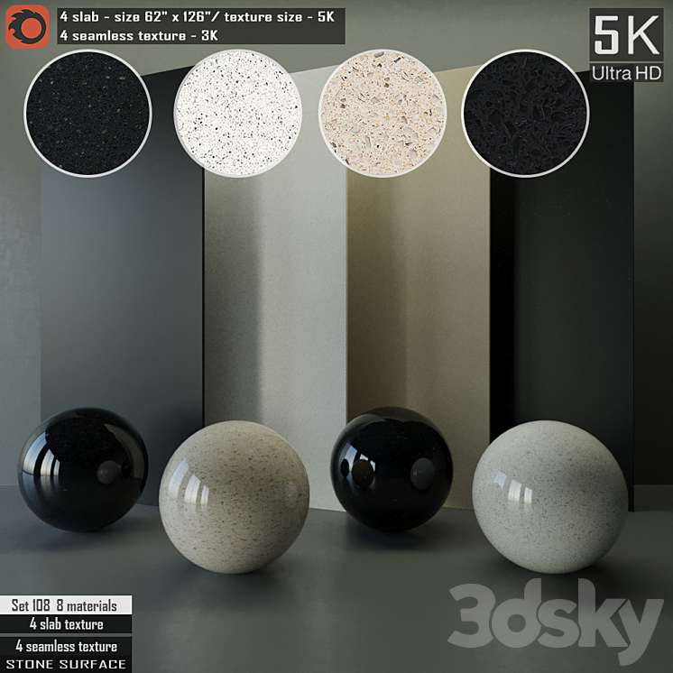 Stone Slab & Seamless texture Set 108 - Stone - 3D model